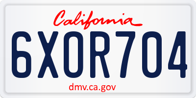 CA license plate 6XOR704