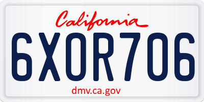 CA license plate 6XOR706