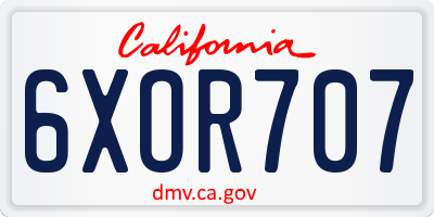 CA license plate 6XOR707
