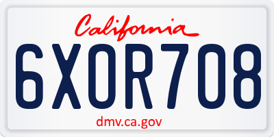CA license plate 6XOR708