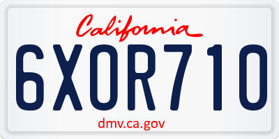 CA license plate 6XOR710