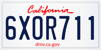CA license plate 6XOR711