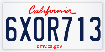 CA license plate 6XOR713