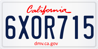 CA license plate 6XOR715