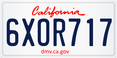 CA license plate 6XOR717
