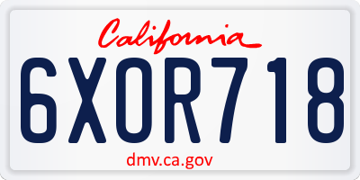 CA license plate 6XOR718
