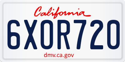 CA license plate 6XOR720