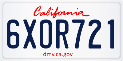CA license plate 6XOR721