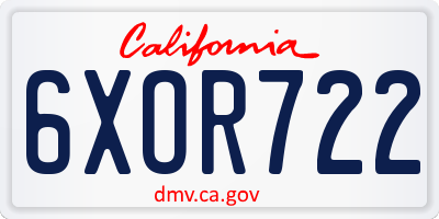 CA license plate 6XOR722