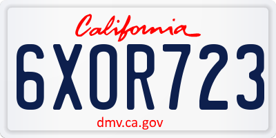CA license plate 6XOR723