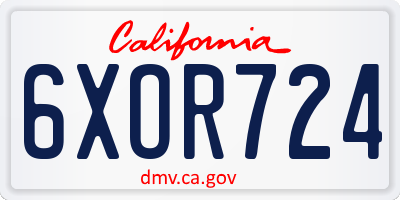 CA license plate 6XOR724