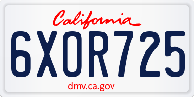 CA license plate 6XOR725