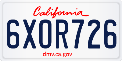 CA license plate 6XOR726