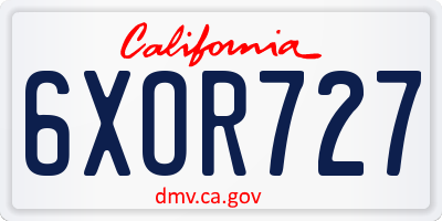 CA license plate 6XOR727