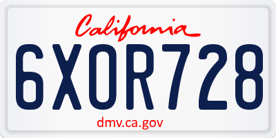CA license plate 6XOR728