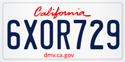 CA license plate 6XOR729