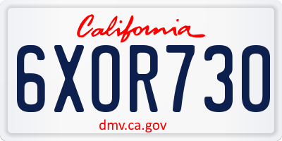 CA license plate 6XOR730