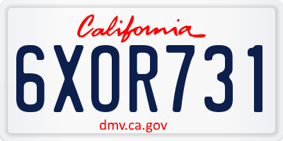 CA license plate 6XOR731