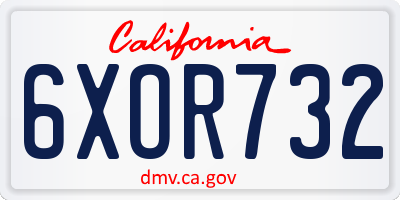 CA license plate 6XOR732