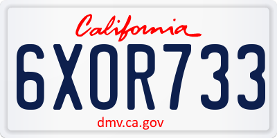 CA license plate 6XOR733