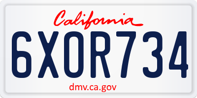 CA license plate 6XOR734