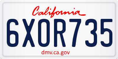 CA license plate 6XOR735