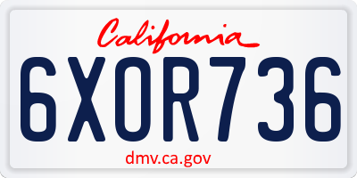 CA license plate 6XOR736