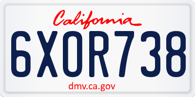 CA license plate 6XOR738