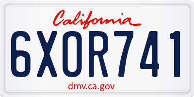 CA license plate 6XOR741