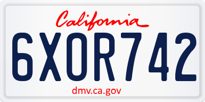 CA license plate 6XOR742