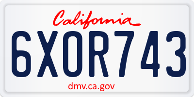 CA license plate 6XOR743
