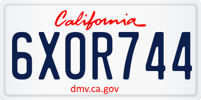 CA license plate 6XOR744