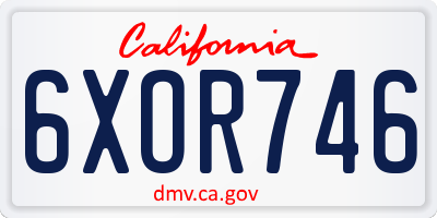 CA license plate 6XOR746