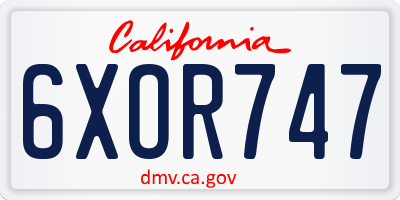 CA license plate 6XOR747