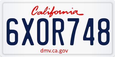CA license plate 6XOR748