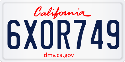CA license plate 6XOR749