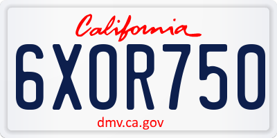 CA license plate 6XOR750