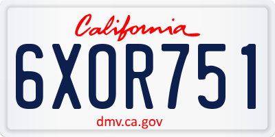 CA license plate 6XOR751