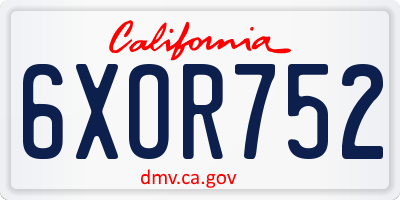 CA license plate 6XOR752