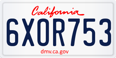 CA license plate 6XOR753