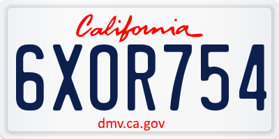CA license plate 6XOR754