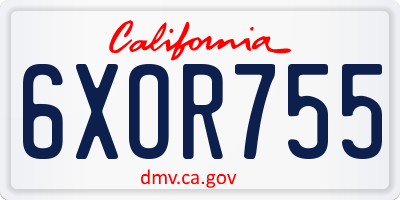 CA license plate 6XOR755