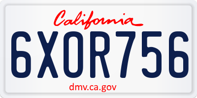 CA license plate 6XOR756
