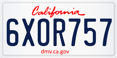 CA license plate 6XOR757