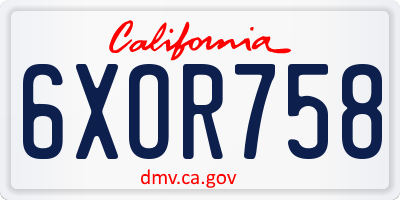 CA license plate 6XOR758