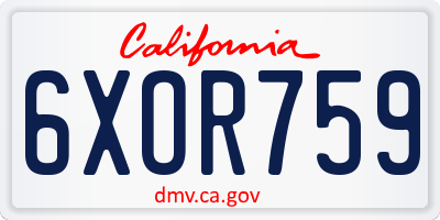 CA license plate 6XOR759