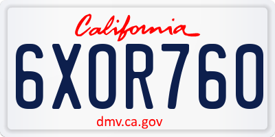 CA license plate 6XOR760