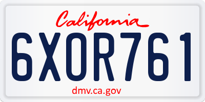 CA license plate 6XOR761
