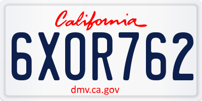 CA license plate 6XOR762
