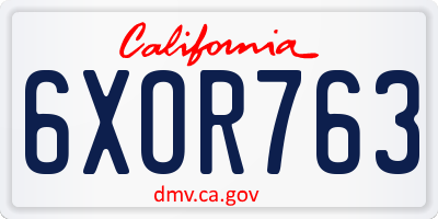CA license plate 6XOR763